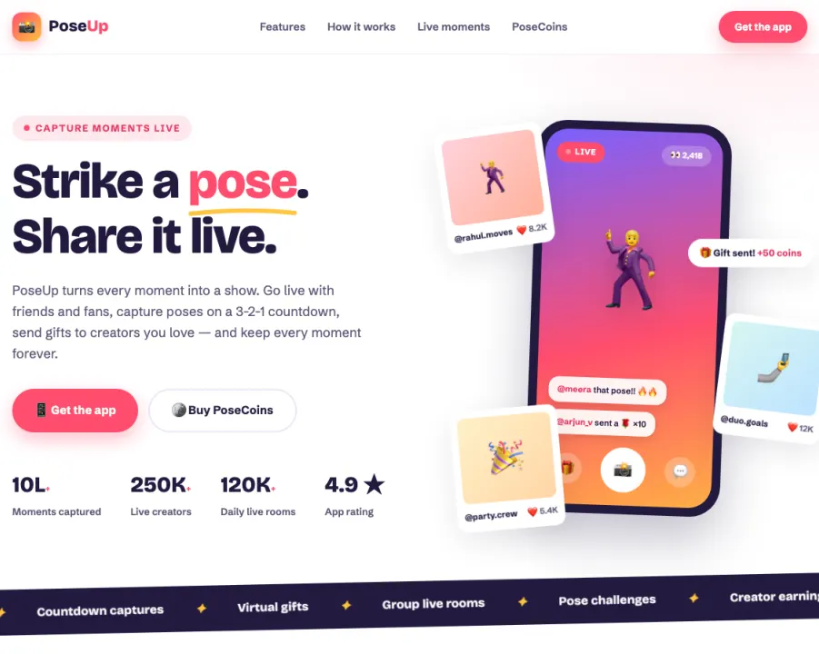 PoseUp website
